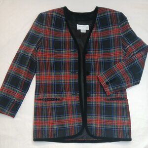 Vintage Liz Claiborne 80's Holiday PLAID chic editorial  Jacket sz8P